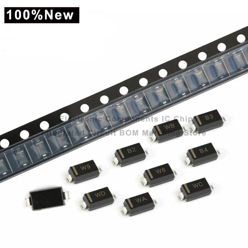 

100pcs SMA 1N5817 smd 1A 20V do-214ac IN5817 Schottky diode SS12