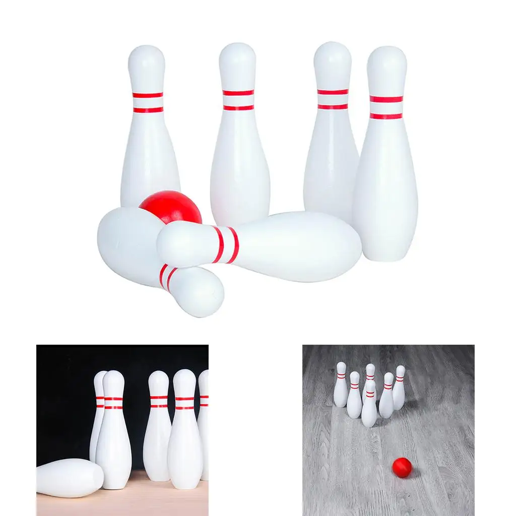 

Lawn Bowling Game Indoor and Outdoor Fun for Toddlers, Kids, Adults 6 Wooden Pins, 1 Balls, and Mesh Bag Set