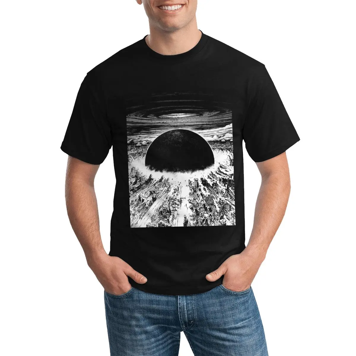 

Akira City Explosion T-Shirts Animation Tokyo Japan Novelty Round Neck T-Shirt Awesome Men Beach Tees