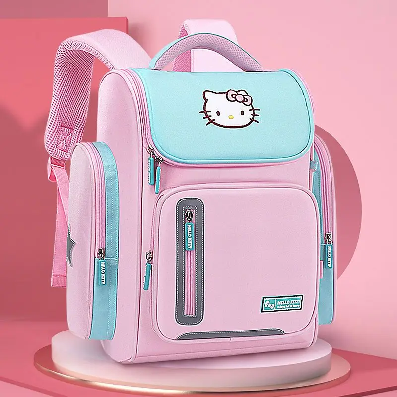 Sanrio Hello Kitty Bag Primary School Schoolbag Girls Children Grade Lightweight Spine-Protective Burden Alleviation Backpack