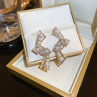 korean style geometric pearl drop drop earrings for women girls zircon crystal dangle earrings party trendy jewelry 2022