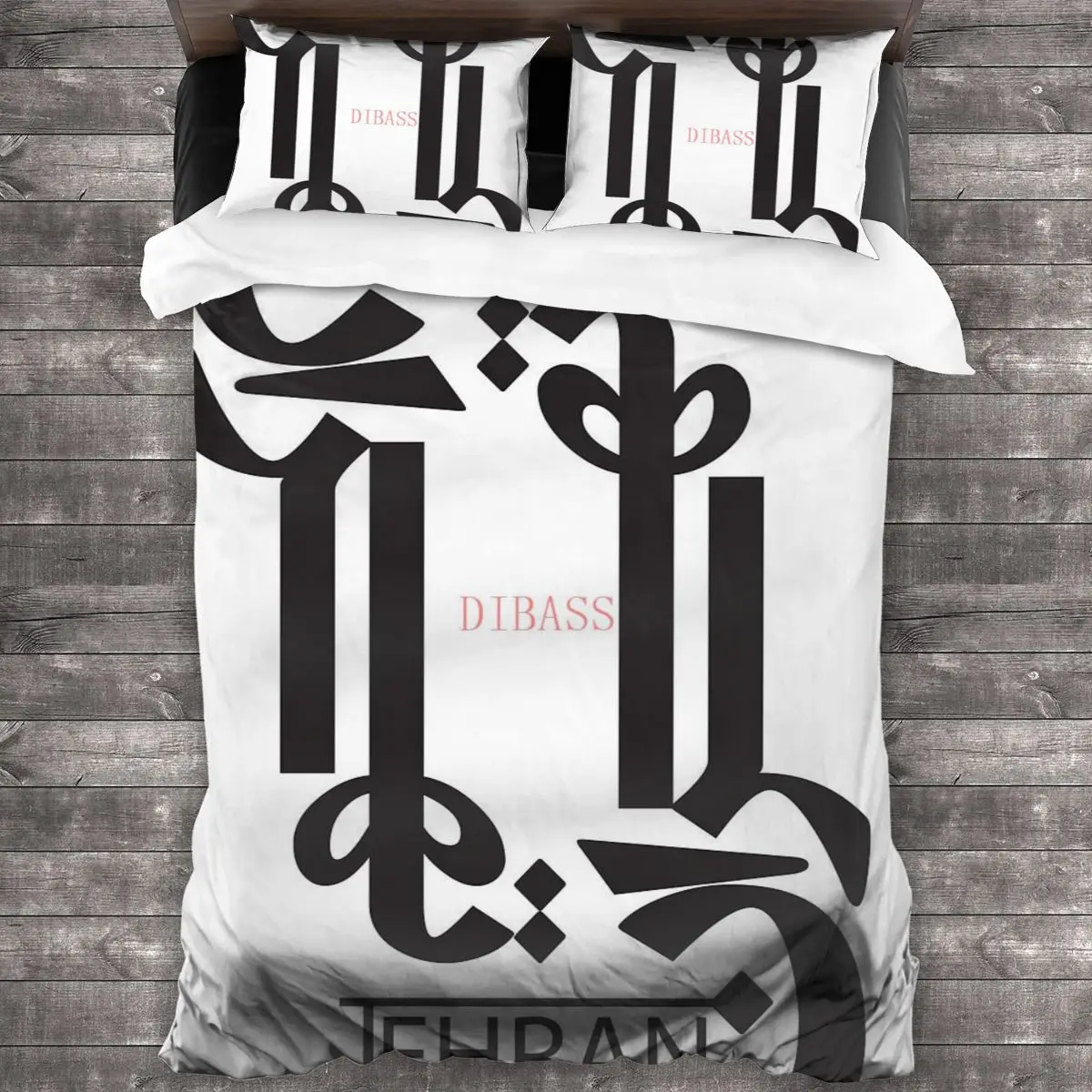 

Tehran Persian Typography Persian Calligraphy Soft Microfiber Comforter Set with 2 Pillowcase Quilt Cover With Zipper Closure