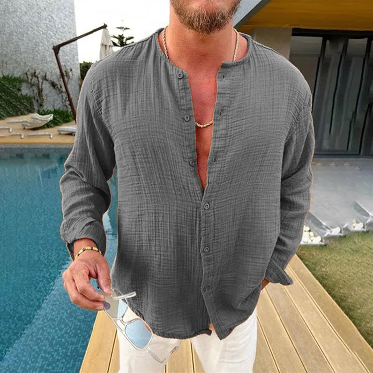 

Men Social Dress Shirt Summer Tops Casual Shirt Man Casual Blouse Long Sleeve Cotton Shirts Branded Men's Clothing Chemise Homme