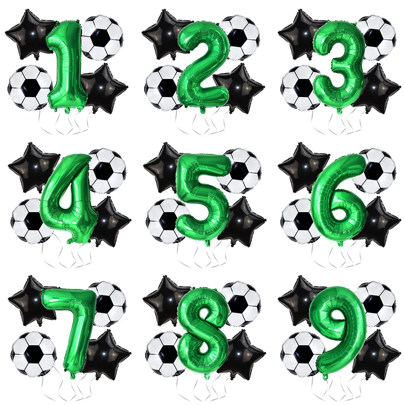 

1Set Football Foil Balloons Birthday Party Decoration Helium Foil Globos Kids World Cup Digit Number Ball Soccer Party Supplies
