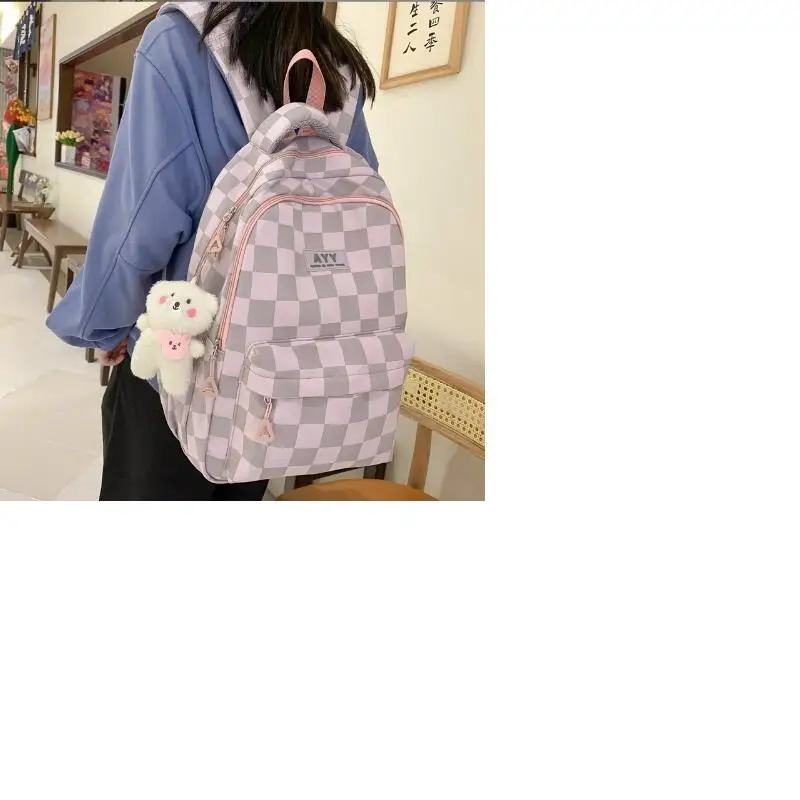 Новый мужской и женский модный клетчатый водонепроницаемый нейлоновый рюкзак в