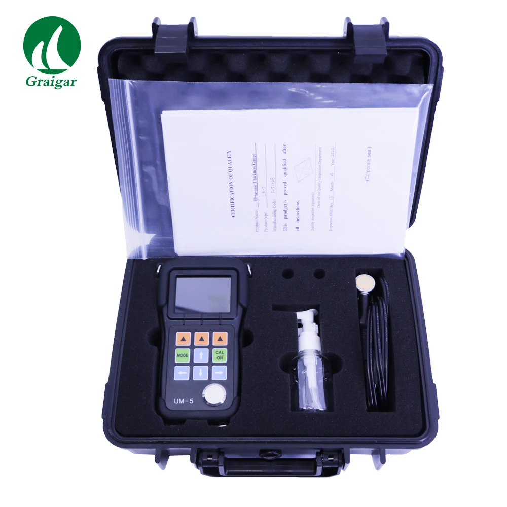 

UM-5 Ultrasonic Thickness Gauge Pipe Wall Thickness Meter Steel PVC Glass Metal Range 0.5-508mm