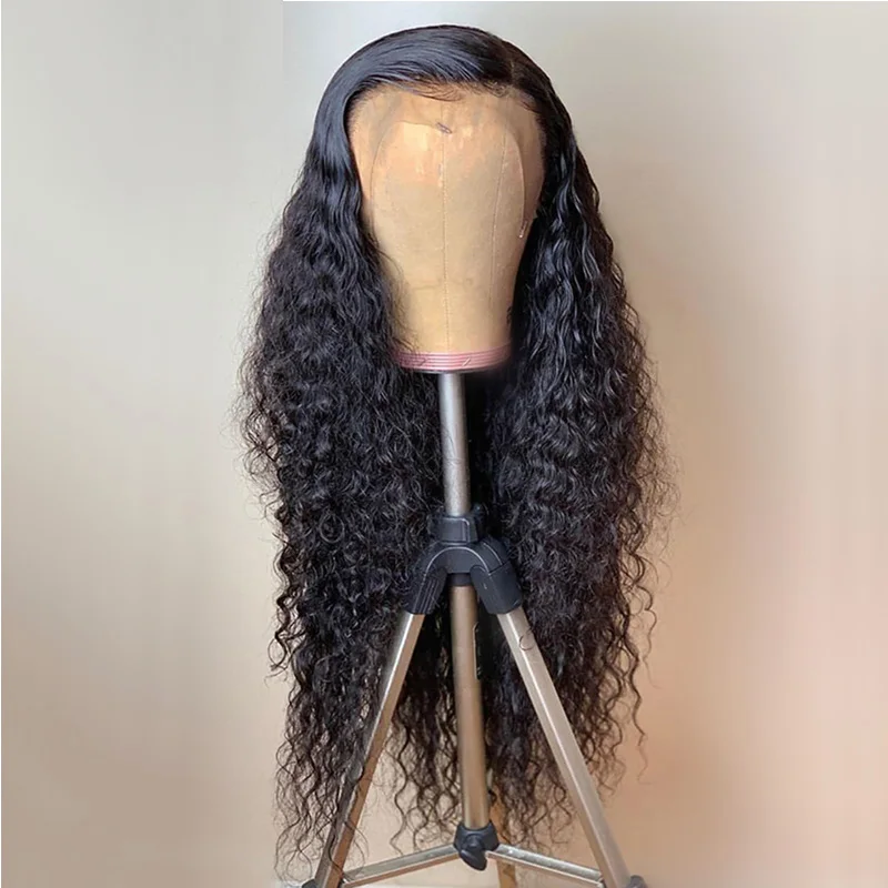 

Synthetic Lace Front Wigs Long Kinky Curly Black For Women With PrePlucked Baby Hair Heat Resistant Fiber Hair Daily Wear Wig