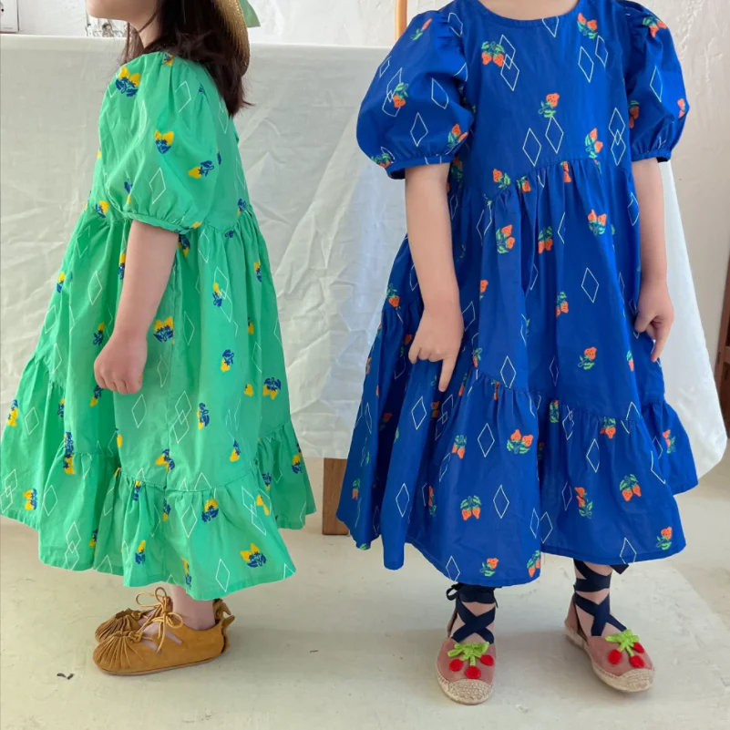 

Girls Dress 2022 Children's New Summer Dress Korean Short Sleeve Girls Dress Cotton Baby Skirt Girls Clothes Children's Clothing
