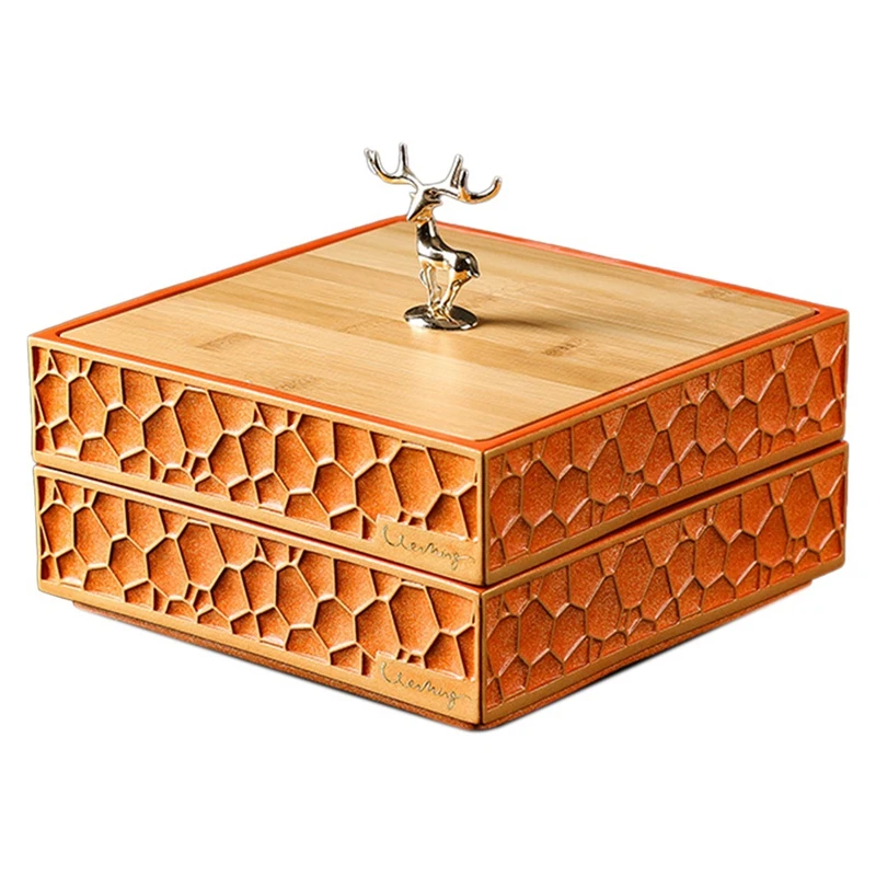 

BMDT-Light Luxury Storage Box Elk Dried Fruit Box With Lid Snack Melon Seed Tray Living Room Nut Box Fruit Organizer