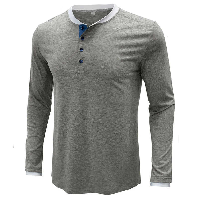 

Winter Long Sleeve T Shirt For Men Solid Color Round Neck Casual Slim Fit