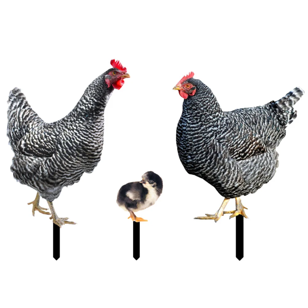 

3 Pcs Plants Decor Chicken Sculpture Botanical Hen Ornament Silhouette Stake Outdoor Stakes Lawn Statue Large Small Decorations