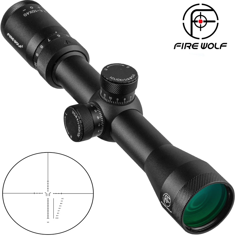 2.8-10X40 Tactical Air Rifle Optic Spotting Scopes Green Film Sighting Self Extinction Cylinder Riflescope