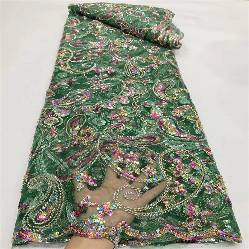 

Nigerian Lace Fabrics Handmand Beaded Lace Fabric 2022 High Quality Lace African French Lace Fabric For Sewing DP-325
