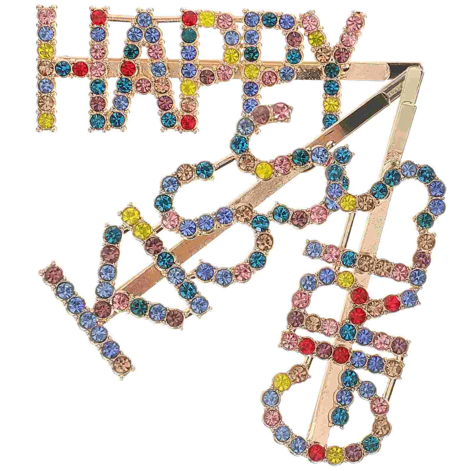 

3 Pcs Girl Hair Clips Elegant Headwear Rhinestone Barrette Colorful Headdress Pins Bride
