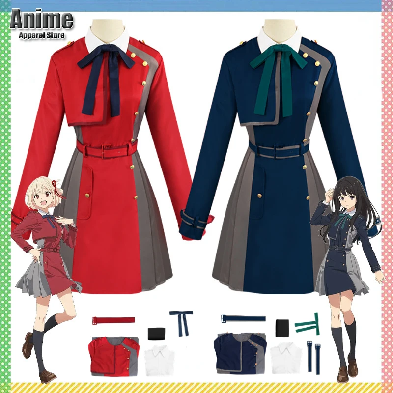 

Women Girl Japanese Anime Lycoris Recoil Chisato Nishikigi Dress Adult Halloween Cosplay Costume Party Role Play Dress Up Outfit