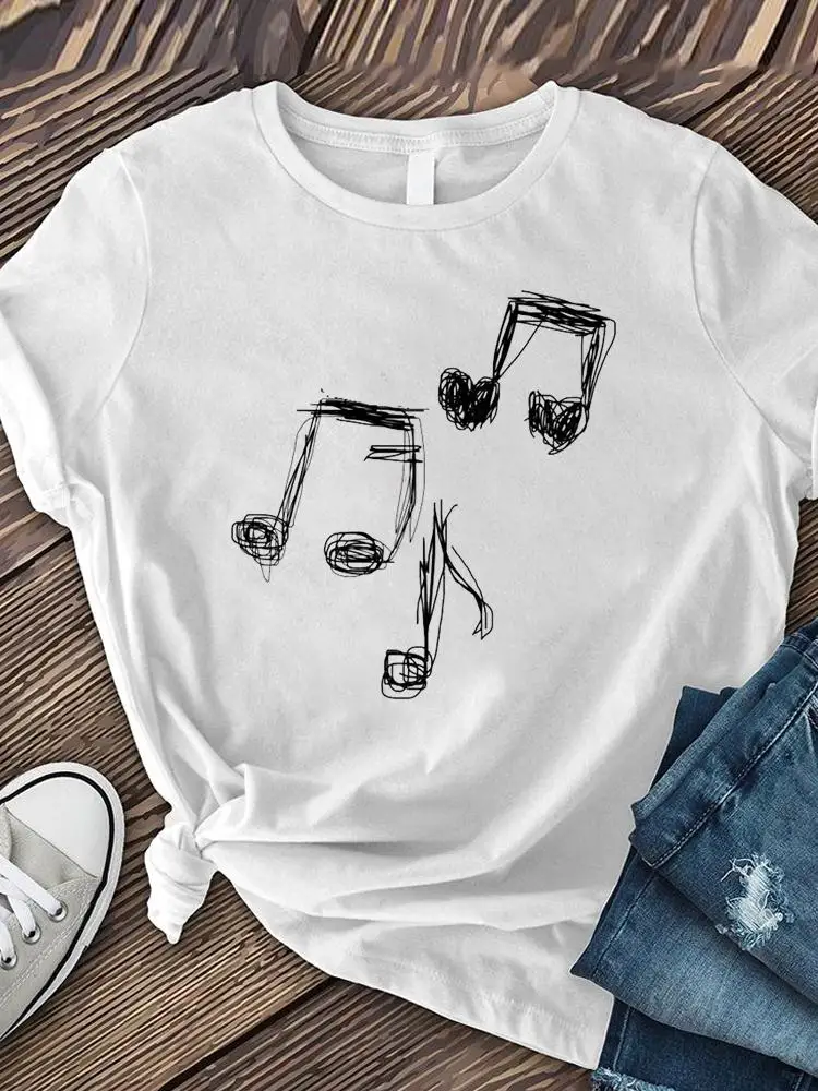 

Clothes Summer Ladies Print T Fashion Women's Clothing Music Sweet Trend Lovely Cute Short Sleeve Graphic Tee Female T-shirts