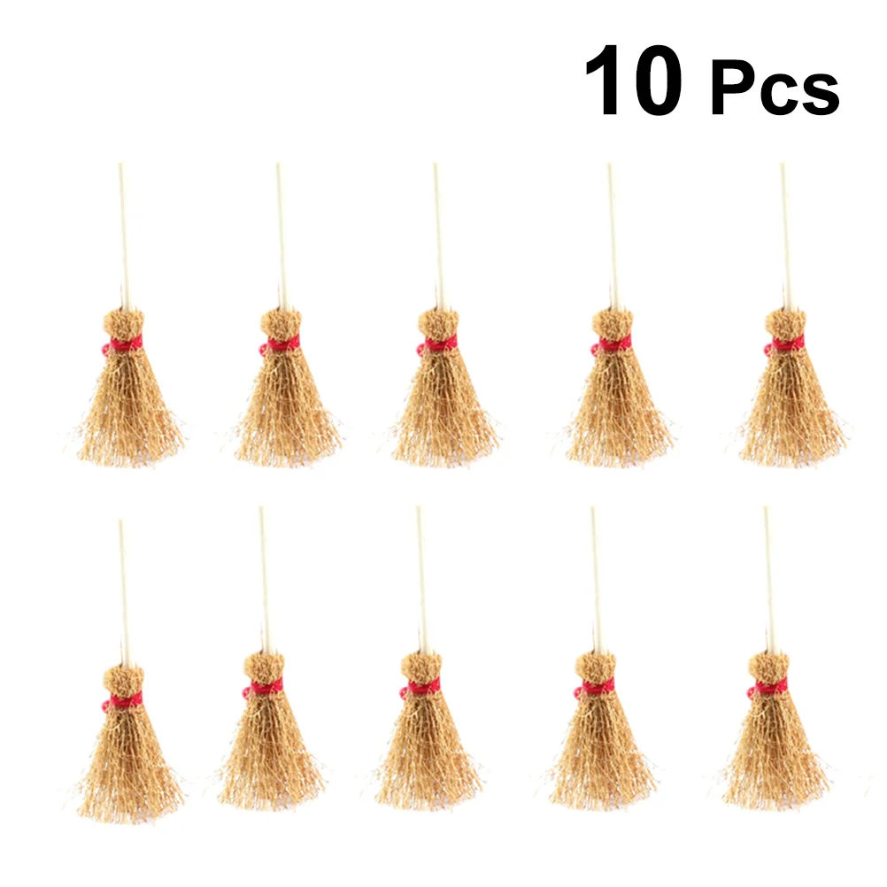 

Broom Miniwitch Miniaturedecor Witches Craftsbrooms Hanging Prop Ornaments Straw Broomstick Clean Decorations Party Broomsticks