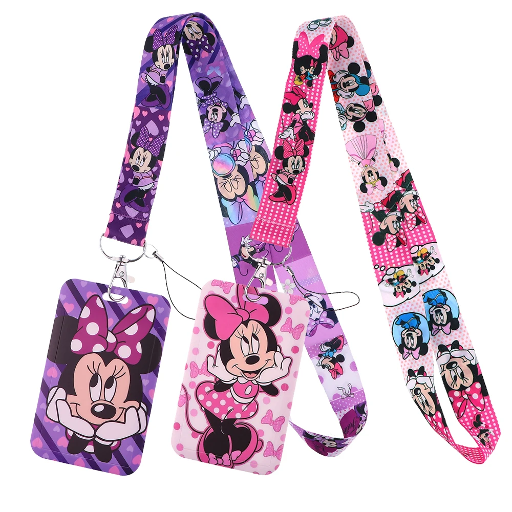 

Minnie Mickey Lanyard Rope Keychain for Key Neck Strap Staff ID Name Badges Holder Mobile Phone Work Pass Bus Card Accessories