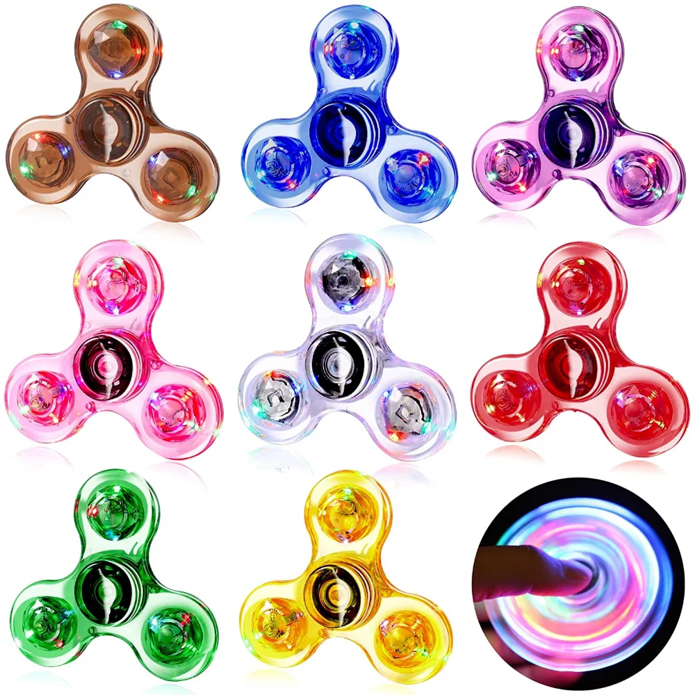 

Fidget Spinner Transparent Crystal Gyro Fingertip Gyro with Light Luminous Colorful Luminous Finger Pressure Reduction Toy
