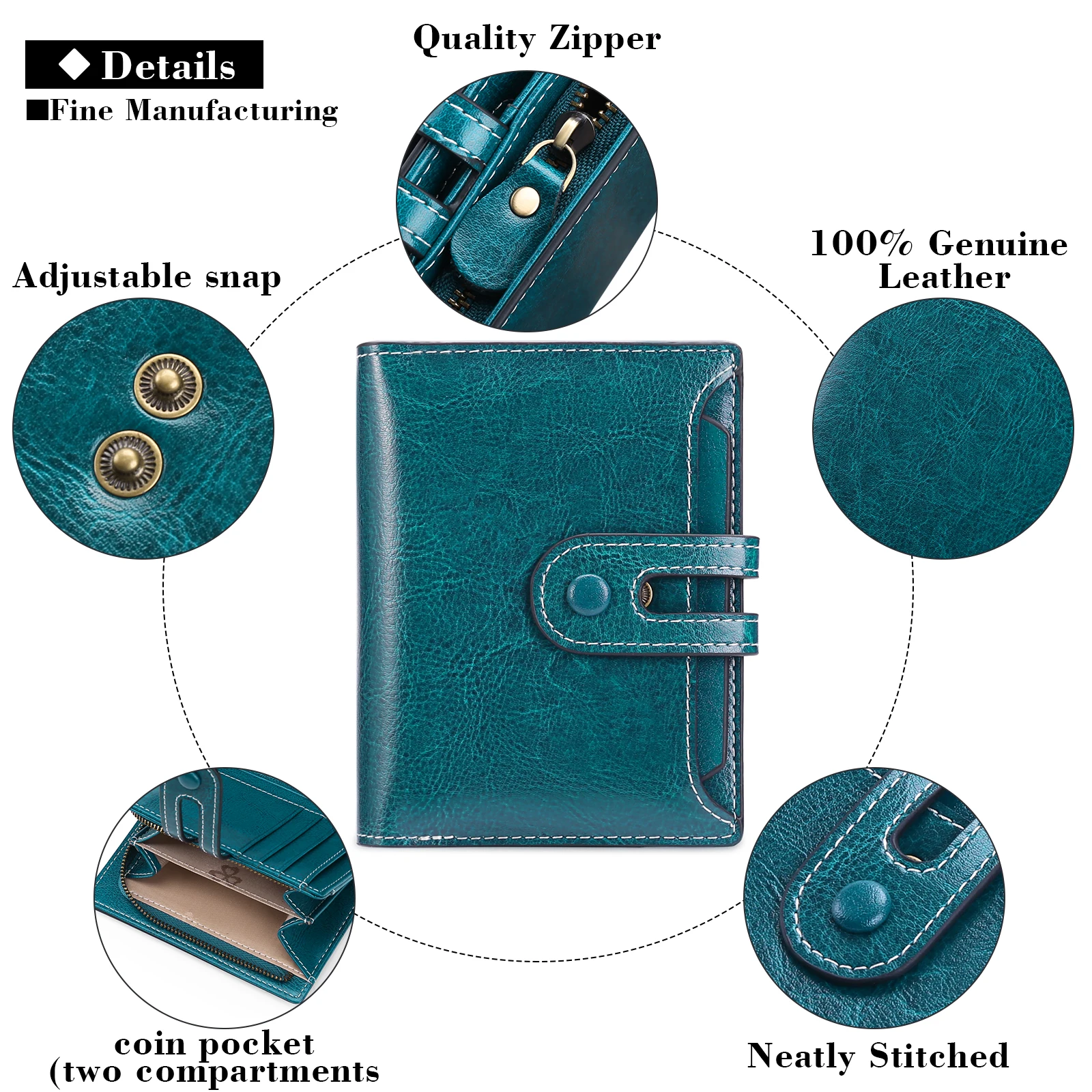 Women Wallet Genuine Leather Retro Oil Wax Cowhide Fashion Girls Wallet Short Zipper Cute Small Coin Purse for Women