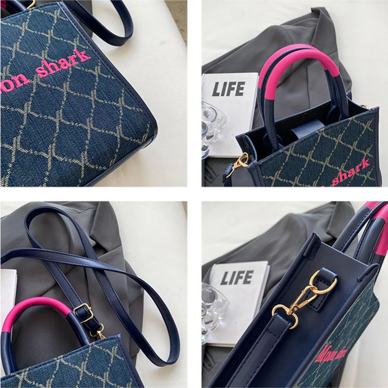 New Trendy Portable Single Shoulder Crossbody Bag Casual Simple Embroidered Tote Handbags Textured Fashion Phone Storage Satchel