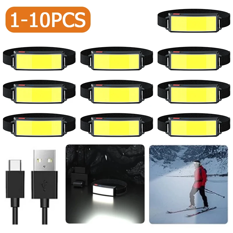 

1-10 шт., светодиодный фонарь с COB матрицей, 3 режима, зарядка через USB