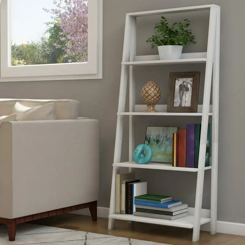 

Ladder Bookshelf for Home Storage and Display (White)