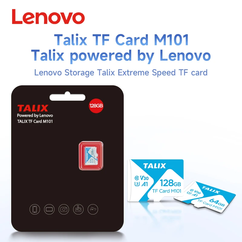 Карта памяти TF Lenovo TALIX Micro SD 32-512 ГБ, Class 10 U3 V30 A1, высокоскоростная, для телефона, камеры, дрона (дропшиппинг) (art.: 3920db3bb0386) - 3920db3bb0386