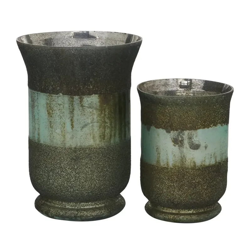 

10.5"H Rustic Candlestick, Green, 2 - Pieces