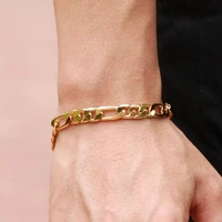 figaro bracelet chain women men 8mm wide classic yellow gold color wrist jewelry 8 6 inches long