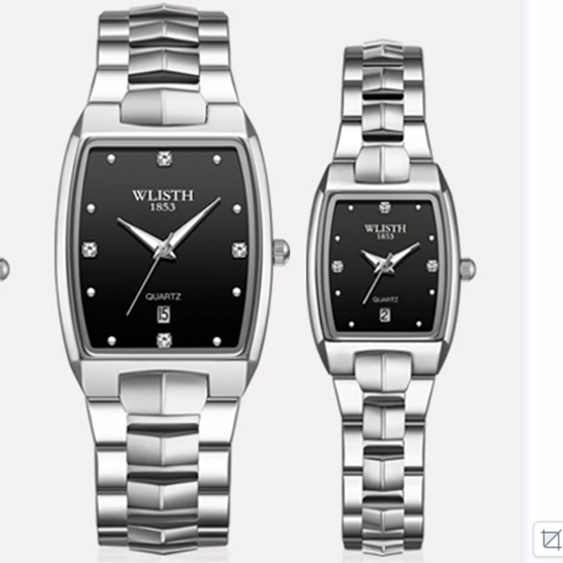 Couple Watch With Bucket Shaped Dial, Alloy Steel Strap, Calendar Night Light Waterproof Display, Love Commemorative Gift