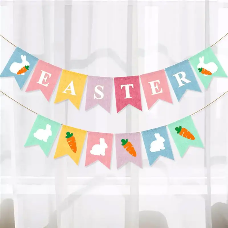 

1 Set Easter Carrot Rabbit Banner Hanging Streamer Decor Easter Hanging Flag