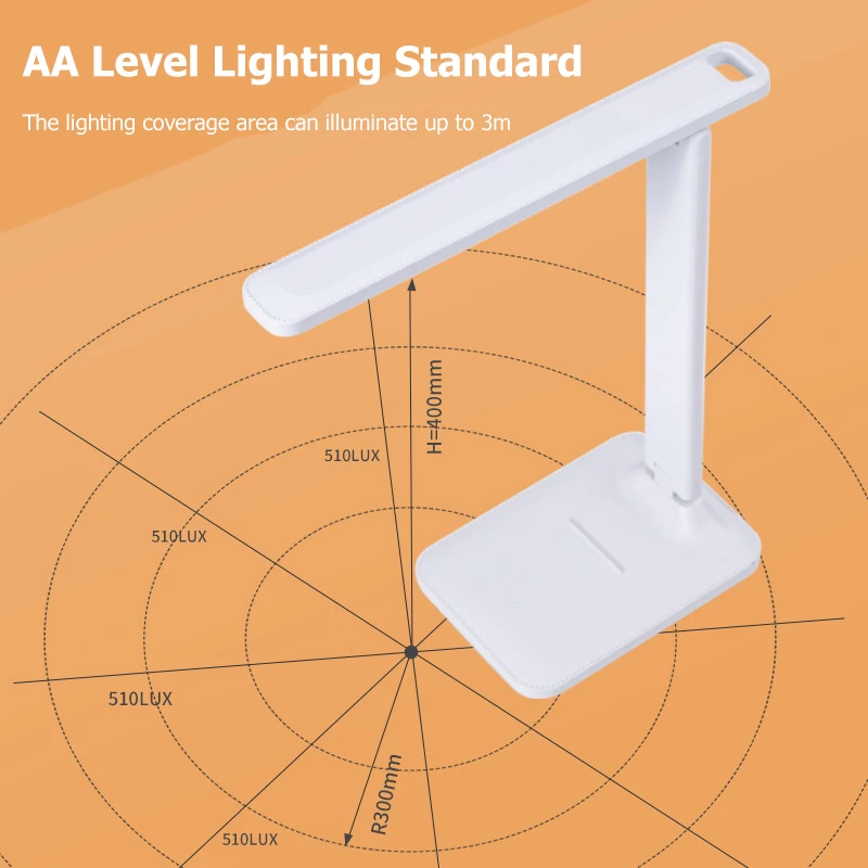 Rechargeable Folding Desk Lamp Eye Protection Touch Dimmable LED Light Bedroom Reading USB