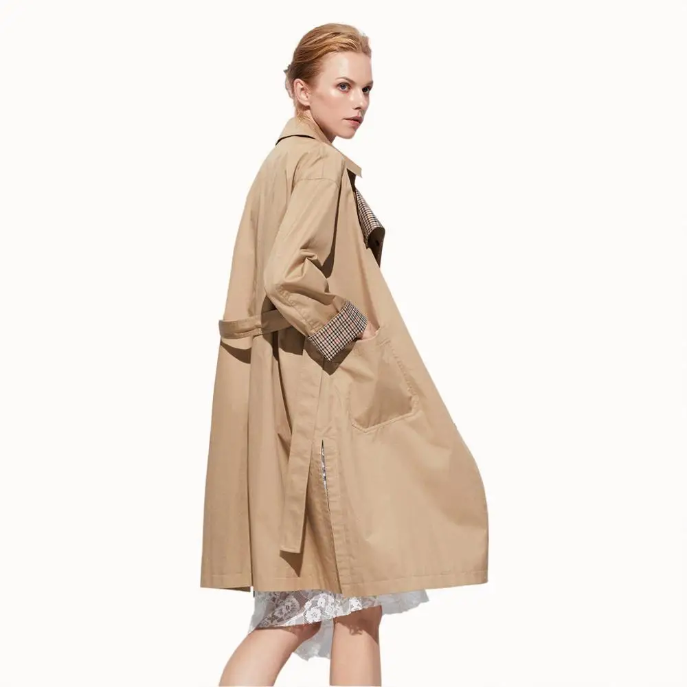 

2019 spring and autumn long European and American casual windbreaker women's jacket
