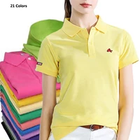 fashion 2022 new summer brand womens polos shirts casual 100 cotton short sleeve polos femme clothing lapel tees lady slim tops