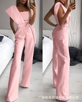 2022 spring and summer new womens fashion asymmetric one shoulder jumpsuit