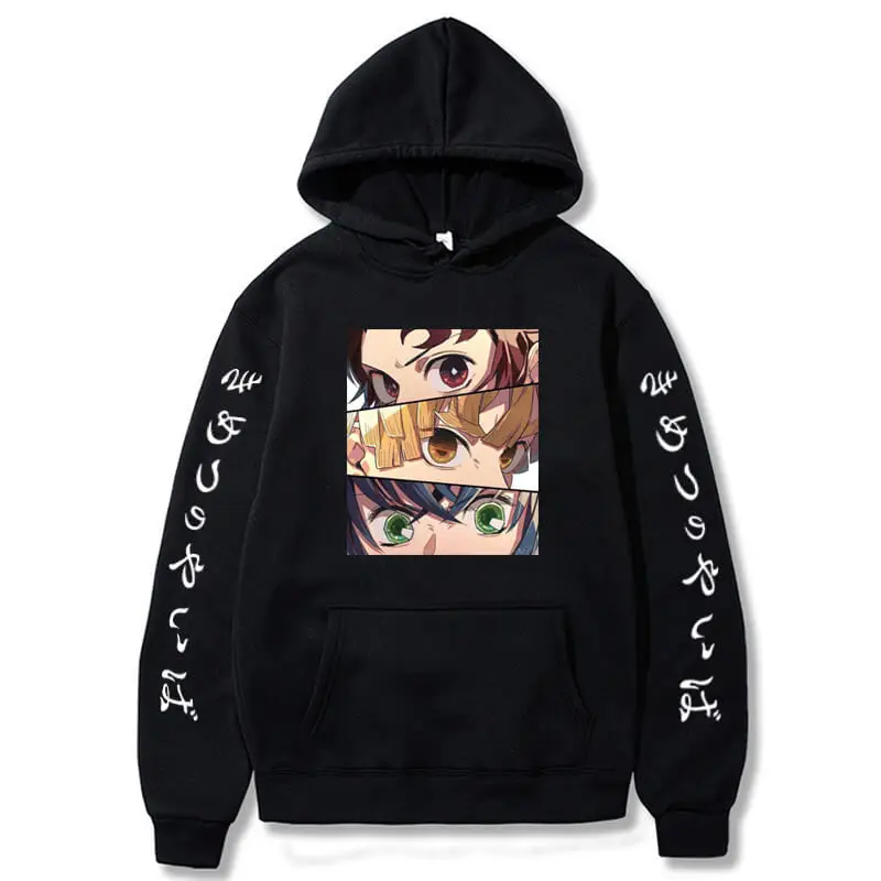 Harajuku Pullover Oversized Casual Tops Japan Anime Demon Slayer Hoodie Unisex Autumn Sweatshirt Men Women Streetwear