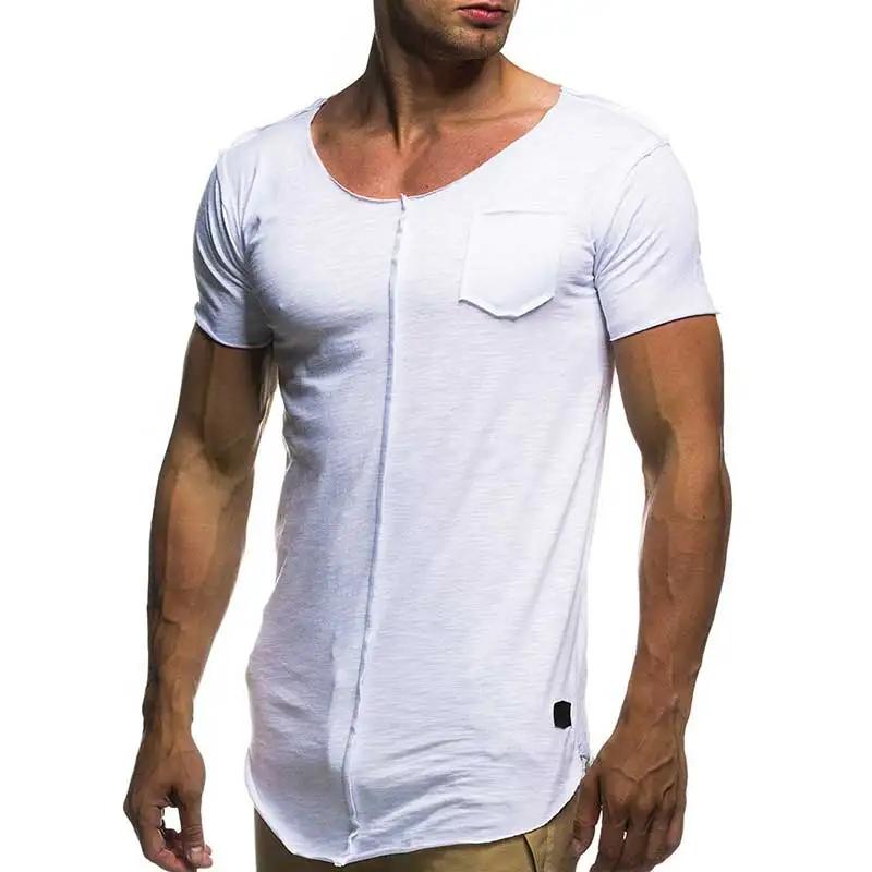 

B1487 Men Fashion Patchwork T Shirt Short Sleeve Solid Men's T-shirt Casual Summer Top Tee Shirts Mens Fitness Slim camiseta