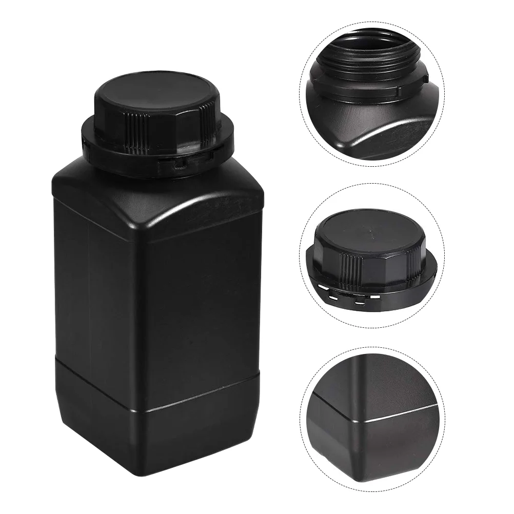 

2 Pcs Big Mouth Square Bottle 1000ml Reagent Plastic Glass Vials Laboratory Container Scale