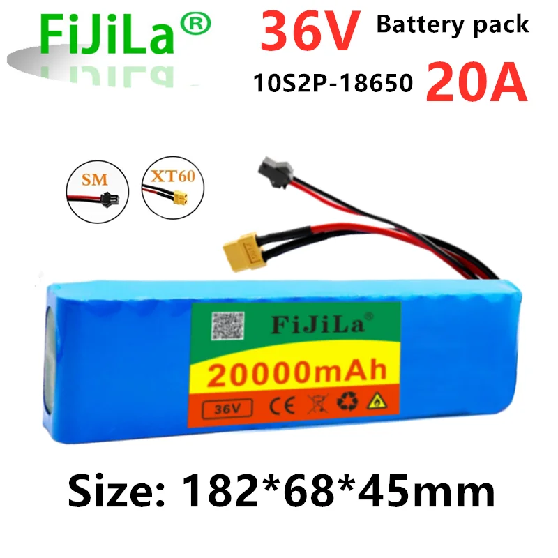 

36V 20Ah18650 lithium-batterie pack10S2P250-500W High Power ebike Batterie 20000mAh 42V elektrische fahrrad Roller motor mit BMS