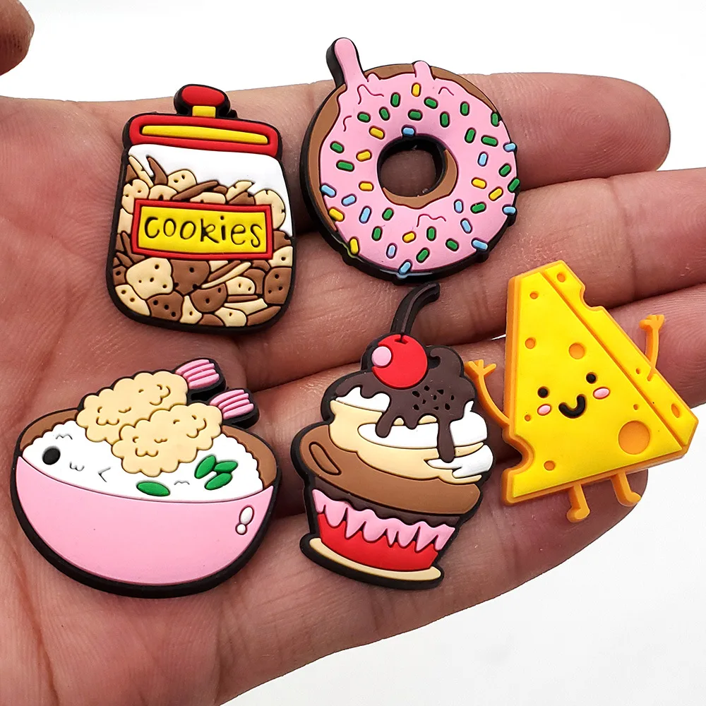 20pcs/set Cute Food Style Shoe Decoration Buckle Personality DIY Hamburger Pizza Shoe Accessories Fit JIBZ Croc Kids Gifts
