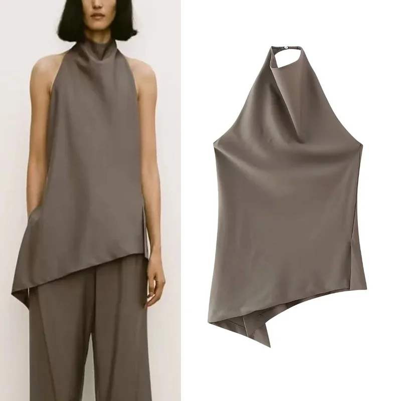 

Топ женский летний с воротником-халтером и открытой спиной