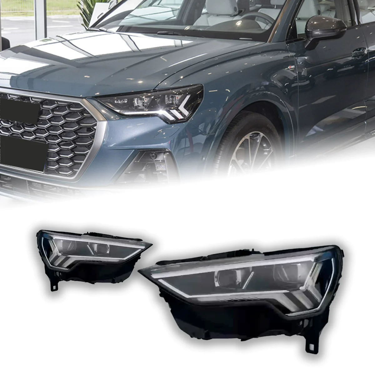 Светодиодная фара в сборе для Audi Q3 19-24 модифицированная роскошная передняя с
