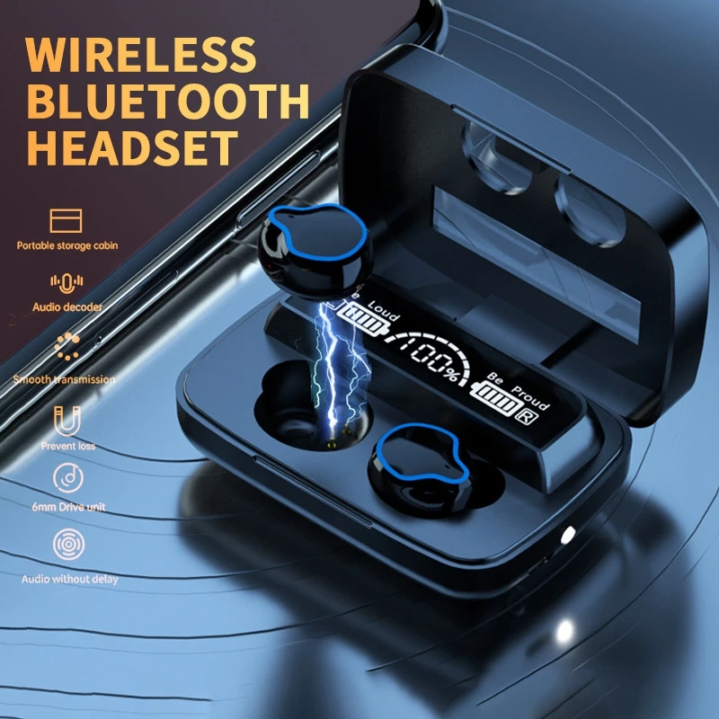 

M9 wireless bluetooth headset binaural Chinese and English private model TWS custom digital display touch 5.1