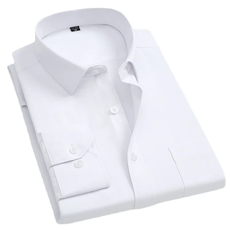 Men's White Shirt Striped Long Sleeve Loose Comfortable Fashion Casual Business Wear Professional Tooling Free Iron Slim Shirt