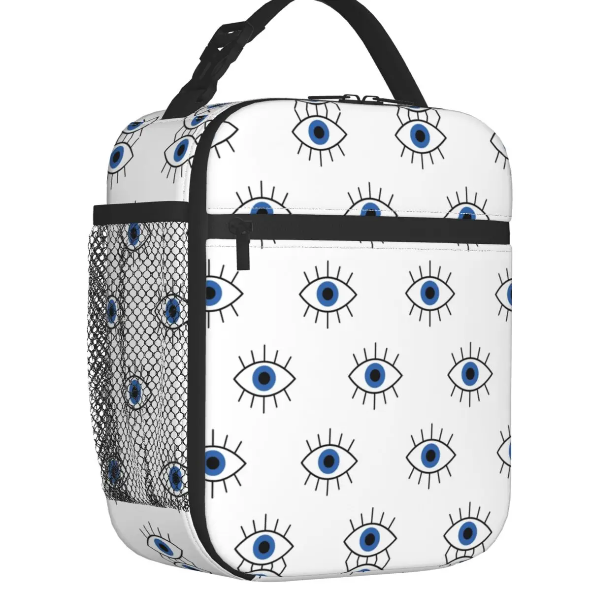 

Blue Turkish Evil Eye Insulated Lunch Bag Outdoor Picnic Nazar Amulet Boho Waterproof Thermal Cooler Bento Box Women Children