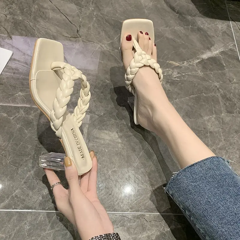 

Women's Summer Sandals Slippers Flip Flops Chunky Heel High Heels Slides Ladies Quality Design High Heels Sandals for Women