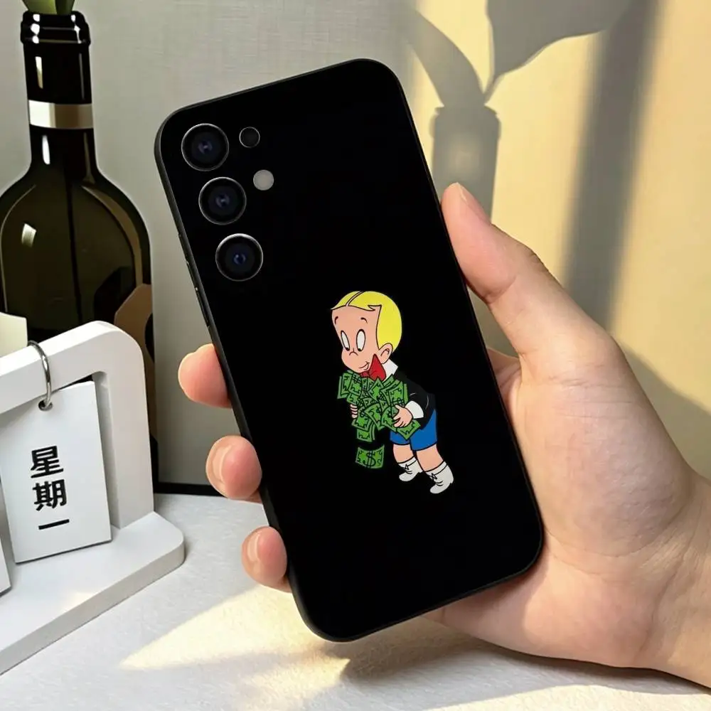 Фото Чехол для телефона с изображением мультяшного персонажа R-Richie Rich для Samsung S26, S25, S24, S23, S22, S21, S30, Ultra, Plus, Fe, Lite, Note, 10, черный чехол в подарок. №4