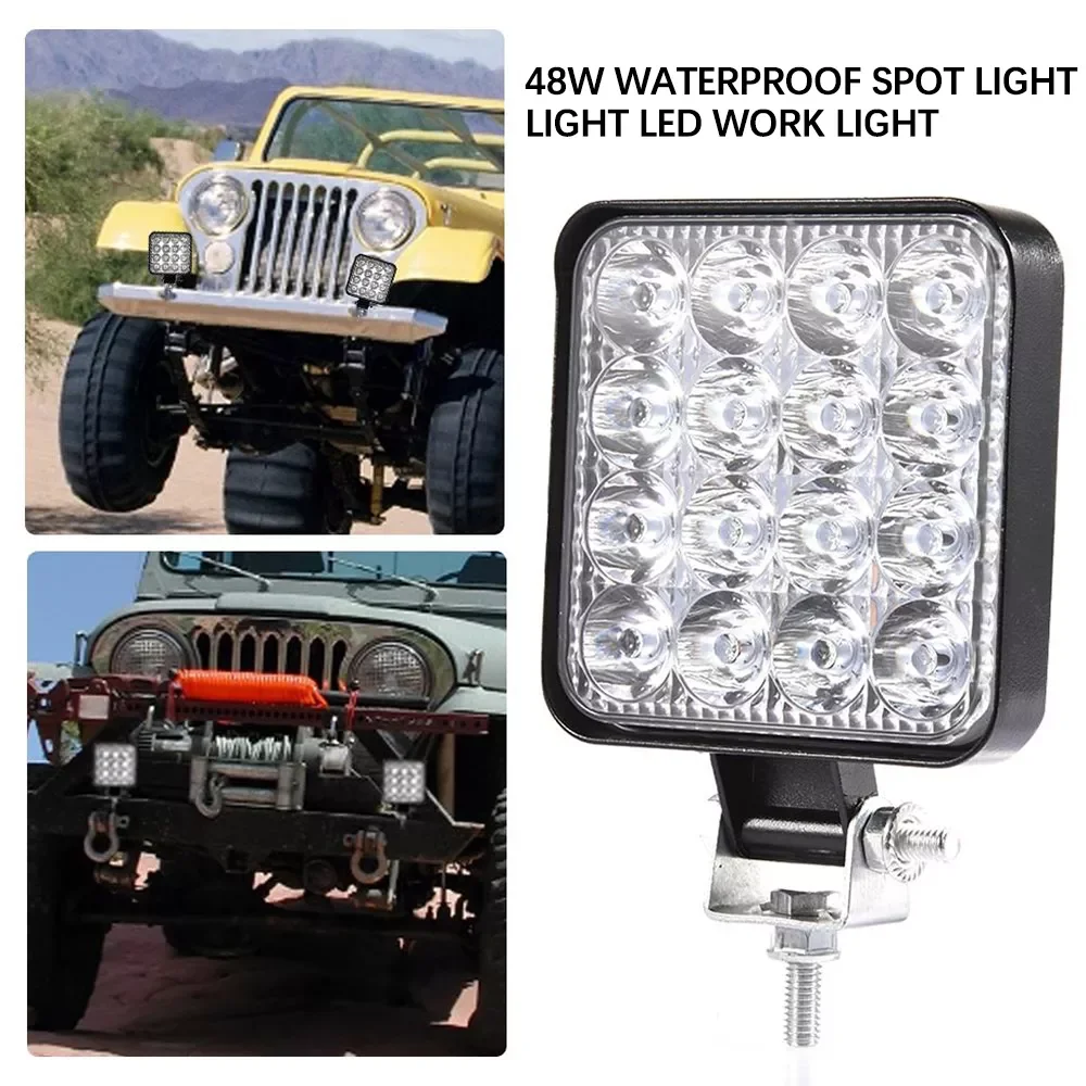 

12 24V 48W Car Work Light Super Bright LED Spotlight For Motorcycle SUV Truck Vehicle Forklift Boat 6000K Driving Fog Lamp