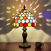 free shipping bohemian stained glass table lamp colorful bar lamp bedside lamp night lamp princess birthday gift creative art